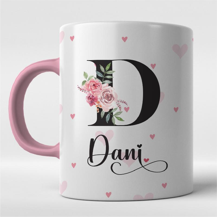 Caneca personalizada com nome e flores